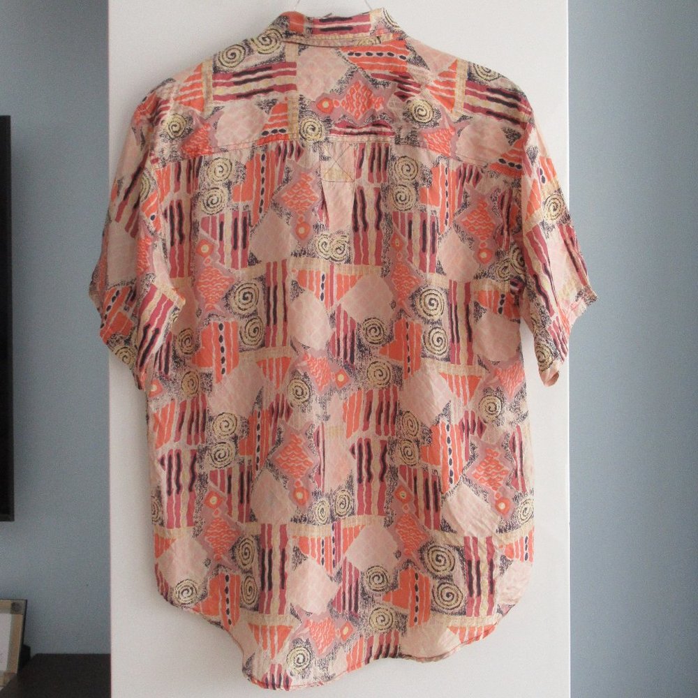 Men's WHISTLES Men's 100% Silk Shirt Sz Large Button Up Short Sleeve Multicolor - Picture 3 of 12